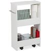 Mobiletto Salvaspazio, 2 Scomparti, Scaffale Stretto Con Ruote, 20 Cm Larghezza,