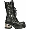 New Rock NEWROCK 373-S33 Stivali Donna Nero 100% Pelle Goth Punk Emo Biker