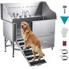 VEVOR Stazione di Lavaggio per Cani in Acciaio Inox, Vasca per Toelettatura per Animali Domestici di Grandi, Medie e Piccole Dimensioni da 154,94 cm con Rampa, Pannello Filtro Acqua, Porta Sinistra