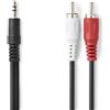 Nedis, Cavo splitter audio da jack 3,5 mm a 2 RCA stereo 10 m, Nero