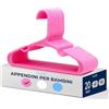 SereneLife 20 Grucce Appendiabiti in Plastica per Bambini, Appendiabiti Antiscivolo e Salvaspazio per Abiti, Maglioni e Vestiti da Bambini, Stampelle Armadio Rosa