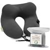 Coop Home Goods AirJustable - Cuscino da viaggio gonfiabile, supporto regolabile per collo e mento, cuscino da viaggio compatto, in memory foam, morbido e confortevole, essenziale da viaggio