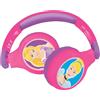Lexibook Disney Principessa Cuffie Bluetooth 2-in-1 per Bambini - Stereo Senza Fili cablato, cassaforte per Bambini per Ragazze, Pieghevole, Regolabile, HPBT010DPLXB