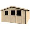BricoShop24 Casetta in Legno 34 mm da Giardino 4x4 Doppia Porta Vetri Block-House