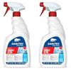 Sanitec Igiene Sicura Sanialc Ultra - Detergente Idroalcolico con il 77% di Alcol, per il Lavaggio di Superfici Dure, Trasparente, 750 Millilitri (Confezione da 2)