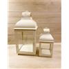 Ghome Set 2 Lanterne In Metallo Shabby Chic Bianco Caldo 16x16x24cm/ 24,5x24,5x53cm