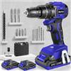 MHPRO MR3705T Trapano Avvitatore Batteria 21V, con 2 Batterie da 2.0Ah