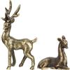 2 Pcs Statua Di Cervo Retrò Statue Cervi in metallo Scultura Figurina