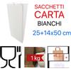 1 KG SACCHETTI DI CARTA BIANCHI 25x50 cm PER ALIMENTI IN SCATOLA DI CARTONE