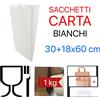 1 KG SACCHETTI DI CARTA BIANCHI 30x60 cm PER ALIMENTI IN SCATOLA DI CARTONE