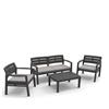 IPAE-PROGARDEN Set Java Salotto Da Giardino Progarden Antracite In Plastica Multi Posizione