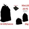20 SACCHI NERI PER RIFIUTI GRANDI 90x120 120L 100gr/SACCO SPAZZATURA 2KG NETTI