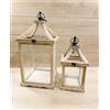 Mercury Home Set 2 Lanterne Madera In Legno Decappato Shabby 19x19x38cm/27x27x55cm