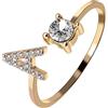 Finger di dito iniziale intarsiata di Rhinestone 1pc (Golden)