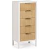 Yes Everyday CHARLEY Cassettiera 5 Cassetti Bianco e Naturale (40cm)
