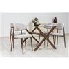 Tavolo da Pranzo Rettangolare 150x90 Piano Vetro Gambe Acciaio Incrociate AMOS