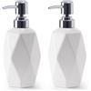 FUN ELEMENTS Dispenser di sapone da 350 ml, in ceramica, dispenser per lozioni e lozioni, in porcellana, per sapone liquido per le mani, bottiglia per cucina, bagno, bagno (bianco x 2)