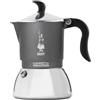 Bialetti Caffettiera Alluminio 4 Tazze FIAMMETTA INDUCTION Grigio e Cromo