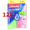 VILEDA 12 X Vileda Microfibra Panni Colors Pavimenti 2 Pezzi
