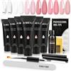 Kit Ricostruzione Unghie Gel, Clear Nudo Pink Acrigel per Unghie Bianco Passione