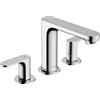 hansgrohe Rebris S - Miscelatore per lavabo a 3 fori con scarico a tirante, Miscelatore lavabo risparmio idrico (EcoSmart) con altezza bocca 107 mm, cromo, 72530000