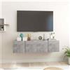 vidaXL Mobili Porta TV Sospesi 2 pz Grigio Cemento 60x30x30 cm