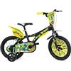 Dino Bikes Bicicletta Rotelle per Bambini 16" Dinosaur T-Rex Nero Doppio Freno