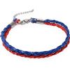 Bracciale corda in cuoio Rosso e Blu Bologna Cagliari Genoa calcio Acciaio Uomo