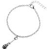 Bracciale con Microfono Argento ciondolo Musica karaoke Uomo Donna braccialetto