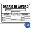 Pubblicentro spa 10x Pubblicentro Spa Cartello In Plastica Orario Di Lavoro Cm 20 X 30