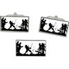 Giftshop UK Golf Nel Grezzo Rettangolo Gemelli E Fermacravatta Set