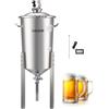 VEVOR Serbatoio di Fermentazione Conico per Produzione di Birra in Acciaio Inox da 30 Litri, Bollitore di Fermentazione con Fondo Conico con Coperchio, Maniglia, Termometro, Uso Domestico