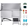 VEVOR Stazione di Lavaggio per Cani in Acciaio Inox, Vasca per Toelettatura per Animali Domestici di Grandi, Medie e Piccole Dimensioni 157,48 cm con Rampa, Pannello Filtro per Acqua, Porta Destra