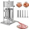 VEVOR Manual Sausage Bagger Machine, 10L Vertical Meat Bagger, Double Speed Heavy Duty Stainless Steel with 5 Tubes of Bagging for Commercial and Domestic Use