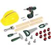Theo Klein 8417 Set da artigiano Bosch, 37 pezzi I Trapano avvitatore cordless per bambini con luce e suono I Attrezzi e accessori per banco da lavoro I Giocattoli per bambini dai 3 anni in su