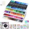 Brush Pen Lettering, 100 Colori Pennarelli a Doppia Punta Fine Grossa, Pennarell
