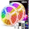 Striscia Di Luci LED Da 30 Metri, Luci LED Adesivi RGB Bluetooth Con Controllo T