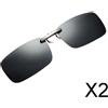2x Occhiali Da Sole Da Guida Rettangolari UV400 con Clip Polarizzati Unisex