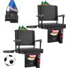 VEVOR Sedia da Stadio Portatile con Schienale e Braccioli Cuscino da Stadio con Tracolla e Gancio Sedile a Pavimento per Eventi Sportivi Larghezza Totale 474,98 mm, Confezione da 2, Nero