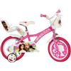 Dino Bikes Bicicletta Rotelle Barbie 14" per Bambini Rosa con Cestino Din_616G-02BA