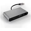METRONIC Adattatore USB-C 8in1: HDMI,RJ45,USBA-C,VGA,SD/microSD - Grigio