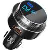 3mk, Trasmettitore FM Bluetooth presa accendisigari USB Quick Charge 30W, Nero