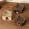 Scatola Regalo in Legno con Coperchio in Vetro Decorato Scatola Portagioielli