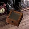 Scatola Regalo in Legno con Coperchio in Vetro Decorato Scatola Portagioielli