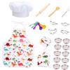 Set di 25 Pezzi di Costume Da Chef per Bambini, Cappello Da Cuoco, Pentole per