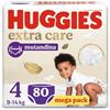 Huggies Extra Care, 80 Pannolini Mutandina, Taglia 4 (9-14 kg), Pacco Mega