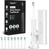 YTEATH PRO Spazzolino elettrico sonico per adulti e bambini, 5 modalità di pulizia con 3 livelli di intensità, timer, 8 testine di ricambio e custodia da viaggio, ricaricabile Sonic Toothbrush bianco
