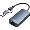 Loydia Adattatore USB Ethernet 2.5G, Adattatore di Rete USB 3.0 di Tipo C a RJ45 Gigabi