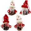 Dekohelden24 Set di 4 statuette in legno a forma di pupazzo/Babbo Natale in legno, dimensioni: circa 7,5 x 7,5 x 10 cm