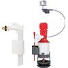 Wirquin 10724038 Caccia d'acqua wc completo meccanismo wc doppio caccia MW2 & rubinetto galleggiante con alimentazione laterale F90, grigio e rosso